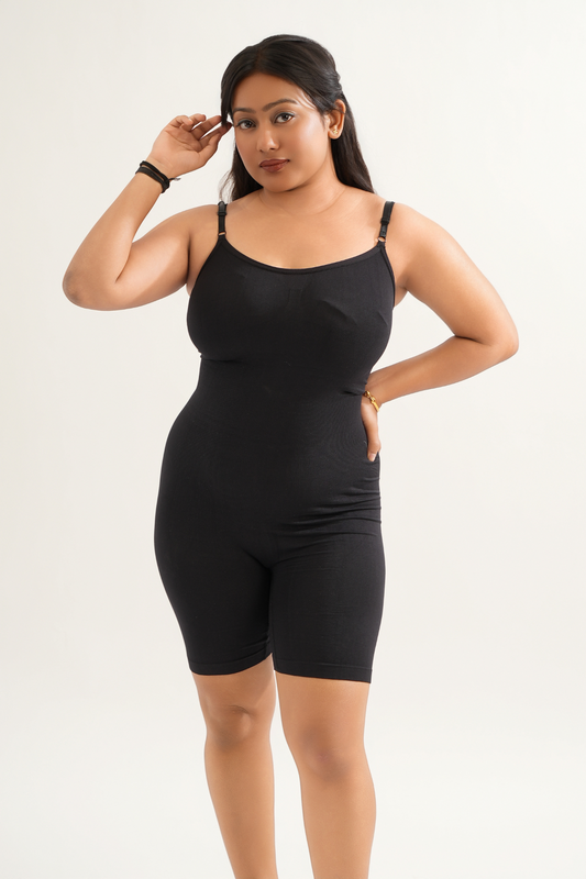 Korean Mid Thigh Bodysuit Bodyshaper (Black)